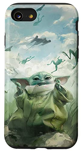 Hülle für iPhone SE (2020) / 7 / 8 Schwebende Frösche von Star Wars Grogu und N-1 Starfighter Sky