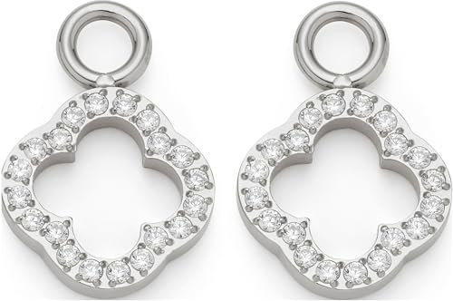 JEWELS BY LEONARDO Ohrring-Einhänger Beauty's Norma • Creolen-Anhänger aus silberfarbenem Edelstahl • Charms aus Kleeblatt-Elementen besetzt mit Zrkonia-Steinchen • Schmuck Geschenk Frauen • 023529