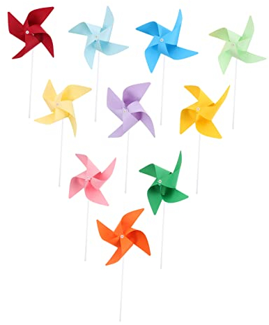 Toyvian 12 Piezas pequeño Molino de Viento de Bricolaje Kit de molinillos para niños esculturas de Viento Juguetes Infantiles Manualidades niño decoración molinetes molinillos de Juguete