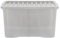 Wham Crystal 60 Liter Storage, Heavy Duty Plastic Storage Box With Lids Home Office Stackable Nestable, Large Storage Boxes With Lids 60 x 40 x 33 cm - Tint Grey (Pack of 5)