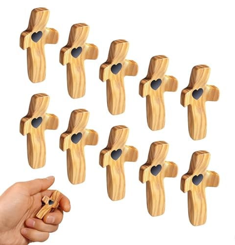 Yunjuhop Cruz de madera Fidget, Cruza mi corazón desde la Tierra Santa, bolsillo de madera de Jesús C-r-o-s-s, regalo para aliviar el estrés, regalos para el pulgar sosteniendo C-r-o-s-s,