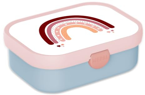 Mepal Brotdose für Kinder - Bento Lunchbox - Regenbogen - Jausenbox mit Bento-Fach & Gabel - Meal Prep Box Clip-Verschluss - BPA-frei & Spülmaschinenfest - 750 ml - Rosa