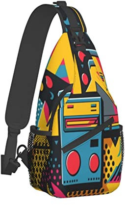 Retro 80er 90er Jahre Geometrischer Crossbody-Rucksack für Damen und Herren, Brustschlinge, Rucksack, lässig, für Reisen, Wandern, Retro 80er 90er Jahre Geometric6, One size
