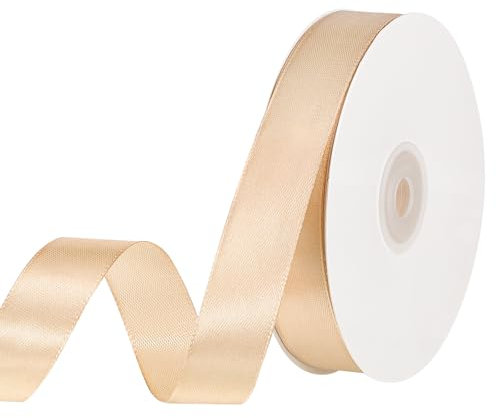 woric 50 Meter Champagne Gold Ribbon, 20mm Satin Gift Ribbons Gold Ribbon for Christmas Cake Decoration Gift Wrapping Wedding Invitation Bows Crafting Party