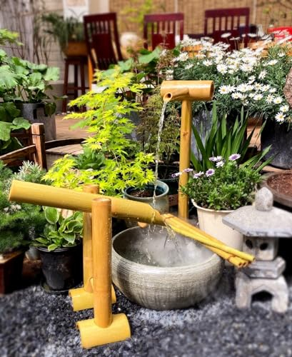 QMZDXH Kit Fontana di bambù Fontana di bambù Giapponese Esterno Caratterizzato da Decorazioni Zen 6 W Pompa dell'Acqua Decorazione per Giardino Zen Feng Shui Decorazione per Giardino
