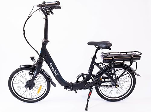 GermanXia E-Faltrad Mobilemaster Light mit Rücktrittbremse, 18 kg, Gates Riemenantrieb, Magura Hydraulik-Felgenbremsen, Drehmomentsensor, 27 cm Tiefeinstieg, Schwarz, E-Klapprad