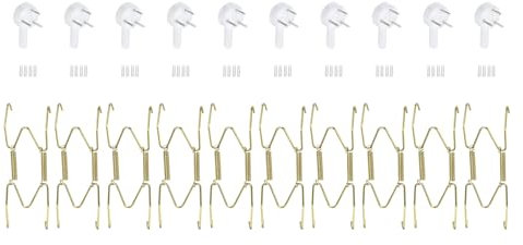 QUARKZMAN 10Stk Teller Aufhänger 4 Universal Messing Unsichtbare Wand Teller Aufhänger mit 10Stk Wand Haken für Dekorative Teller Gold