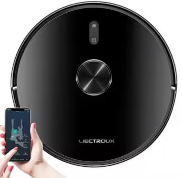 LIECTROUX X6 Roboter-Staubsauger, 6500Pa Staubsauger, LiDAR-Laser-Navigation, Trocken- und Nasskombo, APP-Steuerung, intelligente Objektvermeidung, Turbo Boosting Teppichreinigung
