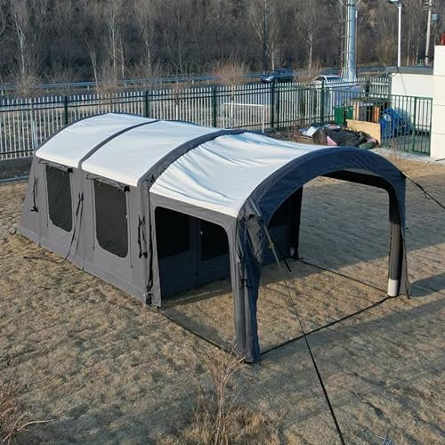 SSLW Großes Aufblasbares Luftzelt Für 5 Bis 8 Personen, Wasserdicht, Winddicht, Einfacher Aufbau, Outdoor-Baumwollzelt, 20 M² Aufblasbares Zelt Für Familiencamping, Mit Netzfenstern Und Pumpe