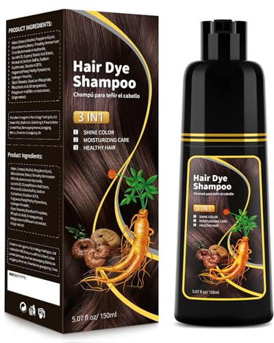 Dark Brown Hair Dye Shampoo - Natural Nutrition for Gray Hair Coverage