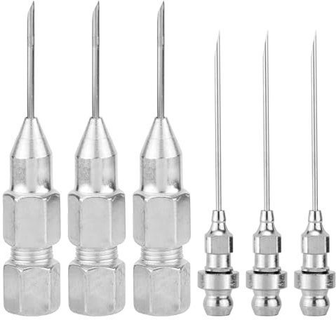 Gosknor 6pcs Grease Gun Needle Nozzle Kit, 3 Grease Needle & 3 Grease Fittings Tool Grease Adapter Accessory Set Grease Needle Dispenser Grease Gun Needle Tip for Grease Injection