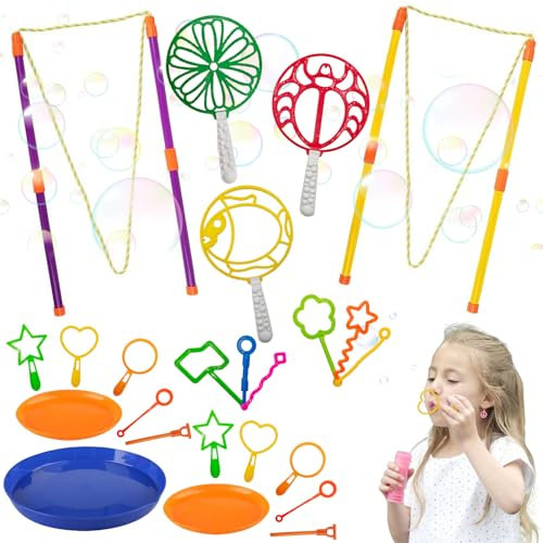Seifenblasen Set für Kinder, 24 Stück Bubble Maker Spiele, Seifenblasen Blase, Seifenblasen Blase Zauberstab, Große Seifenblasenstäbe, Seifenblasen Spielzeug, für Kindergeburtstag, Strand, Garten