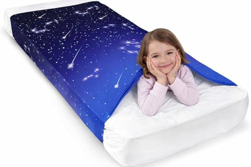 TWEENS Sensorische Kompressionsdecke für Kinder und Erwachsene, beruhigende Stretch-Umarmungsdecke für Angst, Autismus und ADHS, atmungsaktiv, tiefer Druck für Entspannung und besseren Schlaf (Doppel)