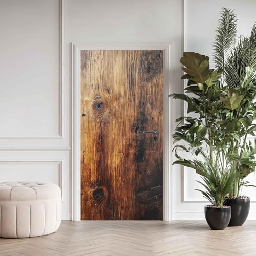 Türtapete 90x200 cm Holzbrett, Türaufkleber Selbstklebend Holzimitat Retro, Türfolie Türposter Folie für Schlafzimmer Wohnzimmer Tür verschönern Deko