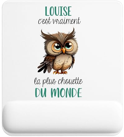 Planetee Tapis de Souris Louise la Plus Chouette | Accessoire Bureau Ergonomique - Idéal pour Anniversaire, Collègue, Secret Santa Noël, Fête des Pères et Fête des Mères
