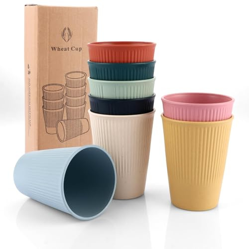 LOLYSIC 16 Stück Buntes Plastikbecher-Set, Campingbecher, Unzerbrechlich Wiederverwendbare Trinkbecher aus Gesundes PP, Trinkbecher Kinder, Multifunktionale Kaffeetassen für Tee, Milch (8 Farben)
