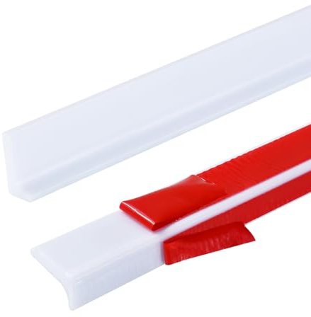 2M L Shape 3cm Shower Threshold Water Barrier Dam for Wet Room Floor Bathroom Shower Tray Sealing Strip,Kitchen Sink Bathtub Countertop Retaining Edging Strip (White,Two Adhesive Backing)