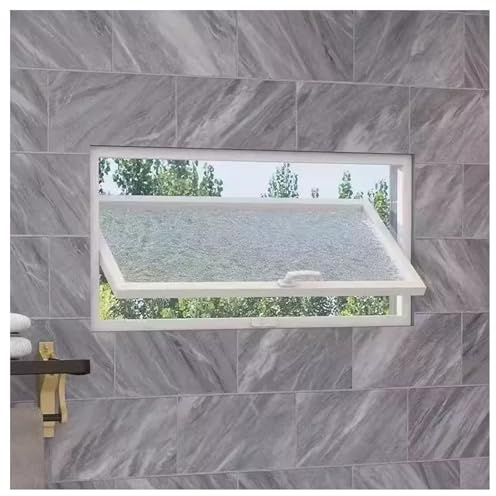 Drehbares Rechteckiges Oberlicht Versenktes Lüftungs fenster Mit Abschließbarem Griff Schwarz-weißer Rahmen Aus Aluminiumlegierung Ersatz fenster for Häuser Keller(Whit-B,50x40CM/19.7X15.7”)