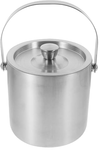 HOODANCOS Edelstahl Eisbehälter Doppelwandiger Isolierter Eiswürfelkühler mit Deckel und Henkel für Bierflaschen Bar Ktv Party Outdoor
