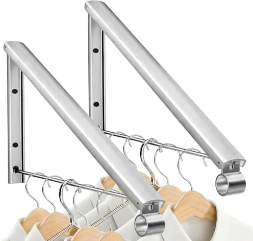 MCTNCT 2 Ganchos Para Ropa Plegables, Ganchos Pared Para Ropa, Tendedero De Pared, Ganchos Plegables, Perchero, Ganchos Pared Para Ropa, Tendedero Pared Para Dormitorio, Baño, Balcón, Lavadero
