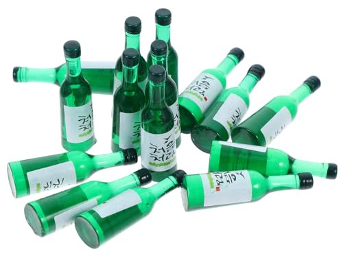 Générique Lot de 15 Mini Bouteilles de Vin de Riz Coréen Décoratives, Modèles Réalistes en Plastique, Décorations pour Maison de Poupée, Accessoires Miniatures pour Micro-paysages et Bureau