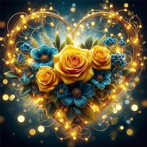 DSFEFV Rose Diamond Painting Erwachsene Adult,DIY Diamant Painting Bilder,Daiments Painting Erwachsene Für Home Wand Decor,Frauen Geschenk. (Liebe)