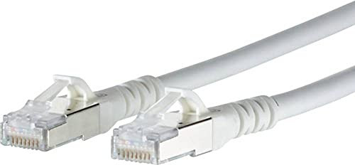 METZ CONNECT 1308451588-E RJ45 Netzwerkkabel, Patchkabel, Cat 6a S/FTP, 1,50 m, Weiß mit Zahnratsche, 1 Stück