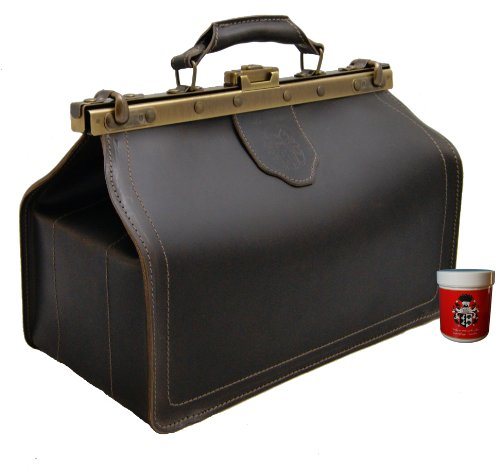 Arzttasche, Doktortasche, rangerbraunes Bio Leder, Made in Germany, mit Lederpflege