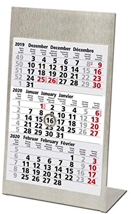3-Monatstischkalender Edelstahl