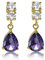 [RIVA TRÄNE] Gestochen Ohrhänger Ohrringe mit Tropfenschliff Edelstein Zirkonia CZ [Lila Amethyst] in 18K Gelbgold Vergoldet, Einfache Moderne Eleganz