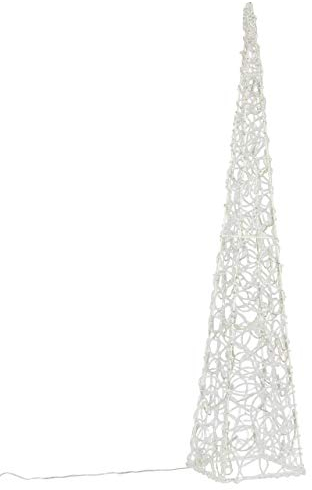 LED Pyramide Lichterkegel – Beleuchtung für Weihnachten innen außen – Acryl-Figur mit Trafo IP44 Timer – 60 Leuchten weiß 90 cm hoch Xmas