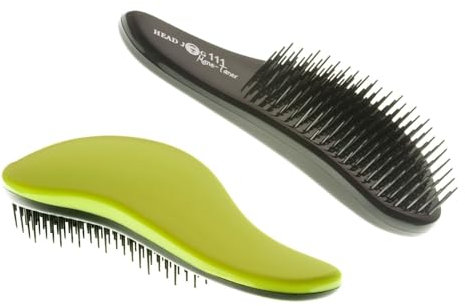 Head Jog 111 Mane Tamer Hair Brush. Detangling Brush For Tangle Free Hair. Detangler For Wet & Dry Hair. Paddle Detangle Brush For Normal, Fine, Wavy & Curly Hair. Use On Women, Girls & Men (Lime)