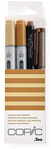 COPIC Ciao Coloured Marker Pen - Doodle Pack of 4 Brown, For Art & Crafts, Colouring, Graphics, Highlighter, Design, Anime, Professional & Beginners, Art Supplies & Colouring Books