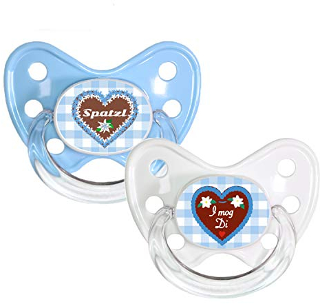 Dentistar® Silikon Schnuller 2er-Set – Größe 3 ab 14 Monate – Zahn- & kieferfreundlicher Silikonschnuller mit Dental-Stufe – Oktoberfest-Motiv – BPA-frei – Made in Germany