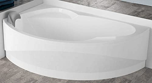 Baignoire d'angle Asymétrique courbe Novellini Vogue Standard châssis colonne installation gauche SX Panneau avant 150x85 165x85 H55 cm appuie-tête traditionnelle acrylique blanc brillant eau séance