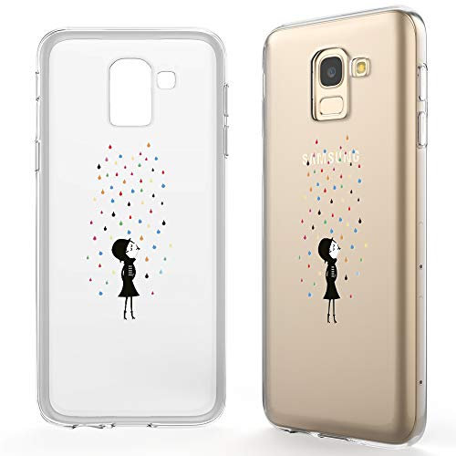NALIA Custodia Protezione compatibile con Samsung Galaxy J6 (2018), Silicone Sottile Case Cover, Gomma Morbido Cellulare Ultra-Slim Protettiva Smartphone Bumper Guscio, Designs:Colorful Rain