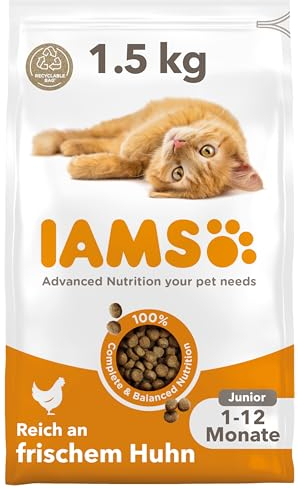 IAMS Cibo secco per gattini con ricco di pollo fresco da 1-12 mesi, 1,5 kg