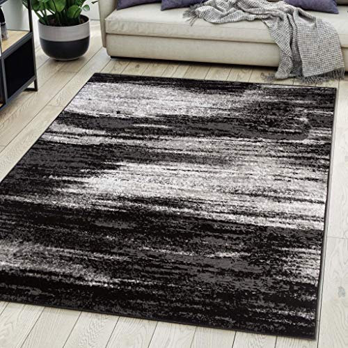 Carpeto Rugs Teppich Wohnzimmer Kurzflor Grau Modern Abstrakt Muster Öko-Tex 120 x 170 cm