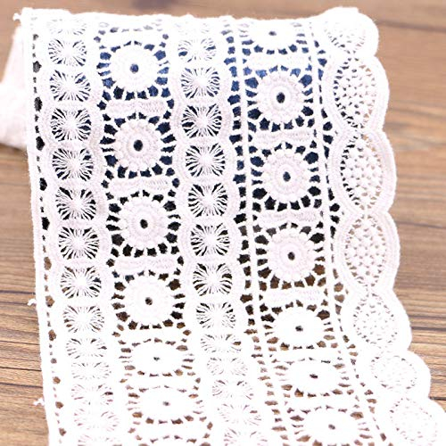 Yulakes Tira de encaje de algodón blanco, 1,83 m de largo y 11 cm de ancho, de estilo vintage, para costura, artesanía, decoración, bodas, libro de recortes, paquetes de regalo, blanco