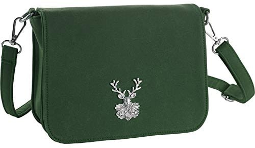 dressforfun 900653 Damen Trachten Handtasche Heimatliebe, Schicke Trachtenhandtasche in Wildlederoptik (Grün | Nr. 303280)