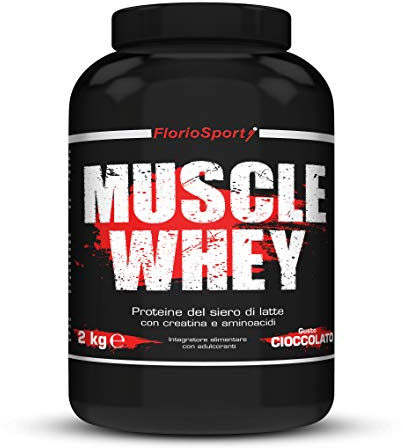 Muscle Whey FlorioSport®, 2 Kg Proteine del Siero Latte con Creatina Taurina Aminoacidi Whey Proteine Per la crescita ed il mantenimento della massa muscolare (Vaniglia)