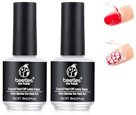 Beetles Latex Liquid Nail Simple Peel Off Cuticle Guard for Nail Art Liquid Latex Barrier Protector 2 x 15ml White