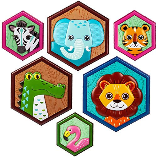 alles-meine.de GmbH 3D Wandsticker freie Motivwahl für Kinder & Erwachsene - 6 TLG. Set - Tiere - Zootiere - Löwe - Relief Kunststoff - selbstklebend + wiederverwendbar - Wan..