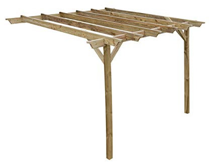Wooden Garden Lean-to Pergola Kit - Champion Design Shade Canopy Gazebo (3m x 3.6m, Natural (light green))