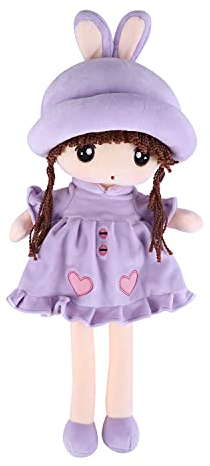 Stoffpuppe babypuppe Püppchen mit Haar Weiche Puppe Baby Kinder Mädchen Kuscheltier Baby Doll Plüschtier Gefüllte Puppen Mädchen Plüsch Spielzeug Geburt Taufgeschenk Schlafen Spielen Kuschelpuppe