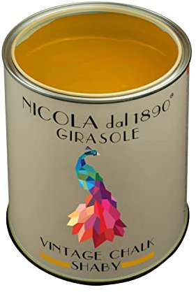 Vernice Vintage Chalk Shabby a Base di Acqua, per Interni ed Esterni, Aspetto Opaco, Made in Italy, Colore Girasole - Formato 0,25 lt