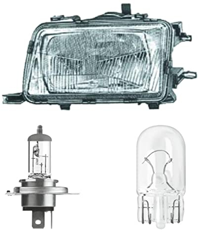 DM Autoteile 400049B Scheinwerfer Halogen H4 rechts kompatibel für 80 Limousine Avant B4 1991-1996 inklusive Leuchtmittel/Birnen