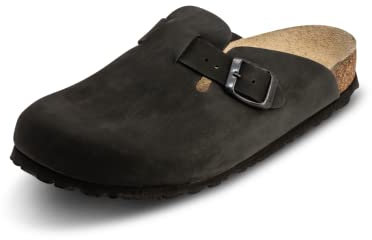 Original VITAFORM Clogs I Nubukleder-Pantoletten für Herren in Schwarz I Größe 41 I Langlebig & gelenkschonend mit Korkfußbett & Velourslederbezug I Echtes Wildleder I Echte Handwerkskunst