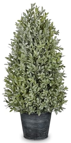 Künstlicher Buchsbaum Turm 46cm im Rustikal Zinktopf Künstliche Pflanzen im Topf Outdoor Indoor Künstliche Pflanzen Büsche für Haus Wohnzimmer Garten VerandaDekoration Büros Dekoration