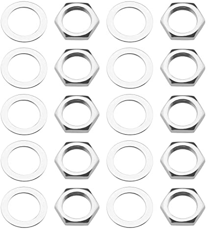 30 pares de guitarra entrada Jack Socket Tuercas Arandelas Conjunto Guitarra Macetas Tuercas Potenciómetro Tuerca hexagonal y arandelas piezas de repuesto para guitarra eléctrica baja M9